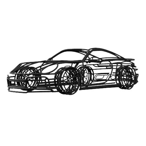992 Turbo S 3D Gittermodell 1:18 – präzise Auto Skulptur